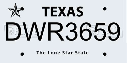 DWR3659 Texas License Plate