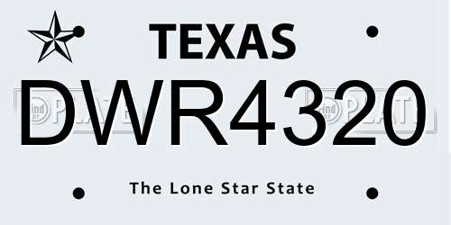 DWR4320 Texas License Plate