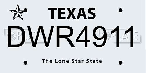 DWR4911 Texas License Plate