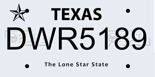 DWR5189 Texas License Plate