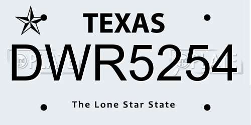 DWR5254 Texas License Plate
