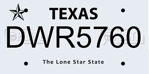 DWR5760 Texas License Plate