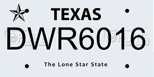 DWR6016 Texas License Plate