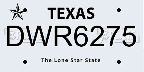 DWR6275 Texas License Plate