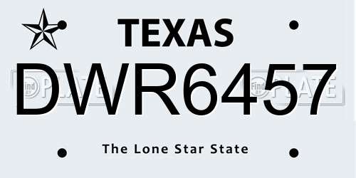 DWR6457 Texas License Plate