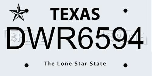 DWR6594 Texas License Plate