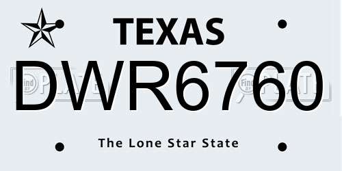 DWR6760 Texas License Plate