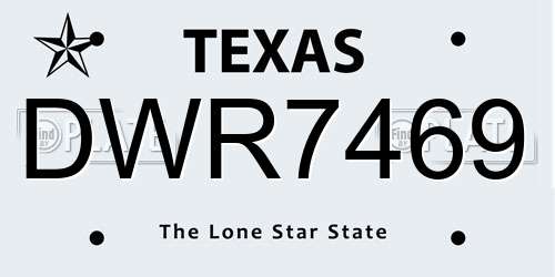 DWR7469 Texas License Plate