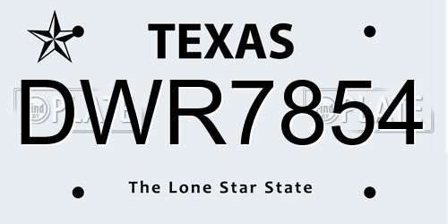 DWR7854 Texas License Plate
