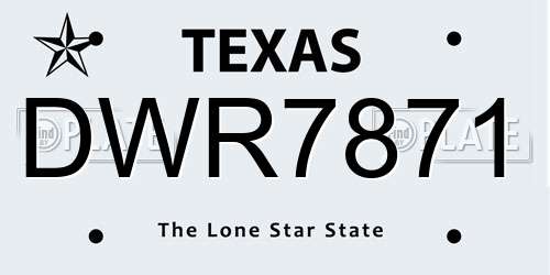 DWR7871 Texas License Plate