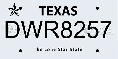 DWR8257 Texas License Plate