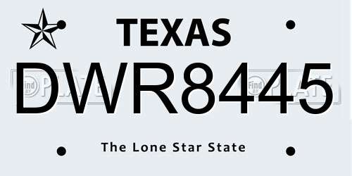 DWR8445 Texas License Plate