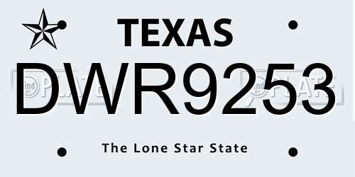 DWR9253 Texas License Plate