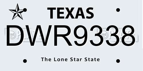 DWR9338 Texas License Plate