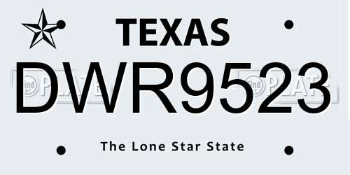 DWR9523 Texas License Plate