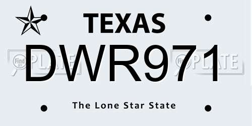 DWR971 Texas License Plate