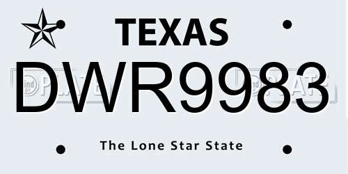 DWR9983 Texas License Plate