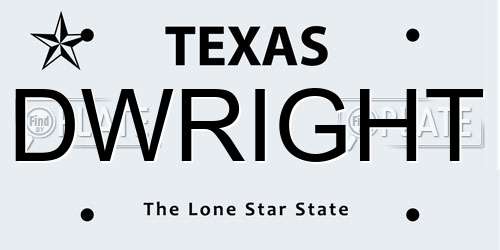 DWRIGHT Texas License Plate