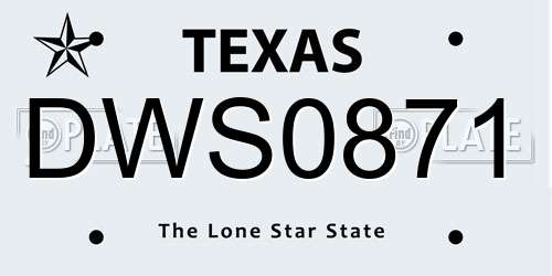 DWS0871 Texas License Plate