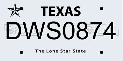 DWS0874 Texas License Plate