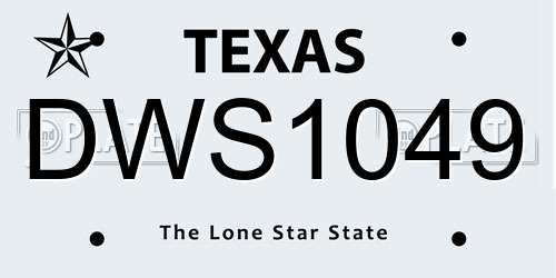 DWS1049 Texas License Plate