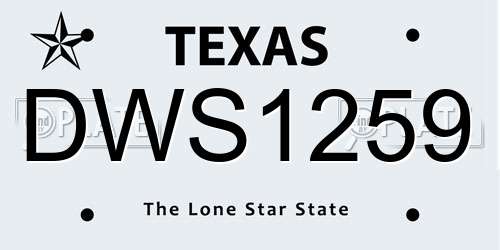 DWS1259 Texas License Plate