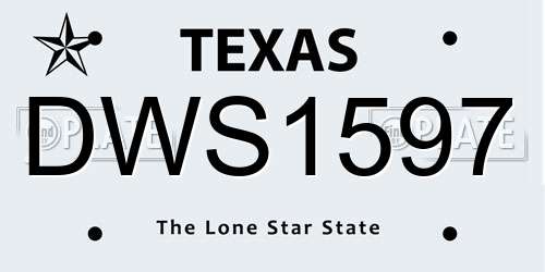 DWS1597 Texas License Plate