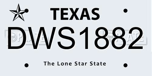 DWS1882 Texas License Plate