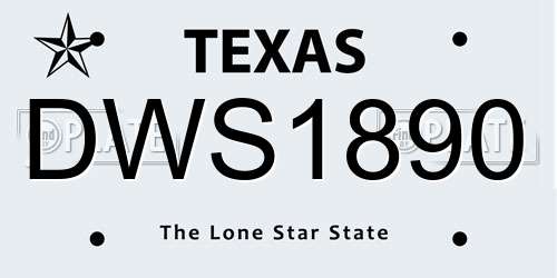 DWS1890 Texas License Plate