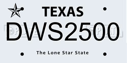 DWS2500 Texas License Plate