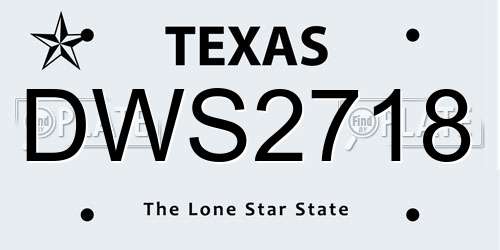 DWS2718 Texas License Plate