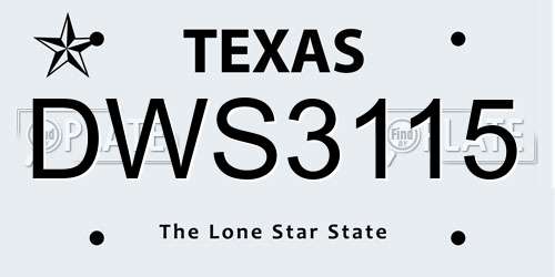 DWS3115 Texas License Plate