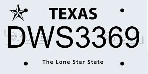 DWS3369 Texas License Plate