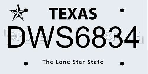 DWS6834 Texas License Plate