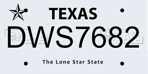 DWS7682 Texas License Plate