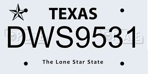 DWS9531 Texas License Plate