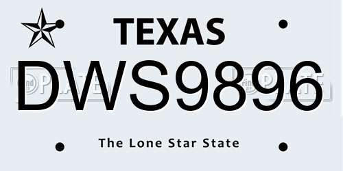 DWS9896 Texas License Plate
