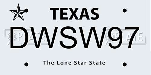 DWSW97 Texas License Plate