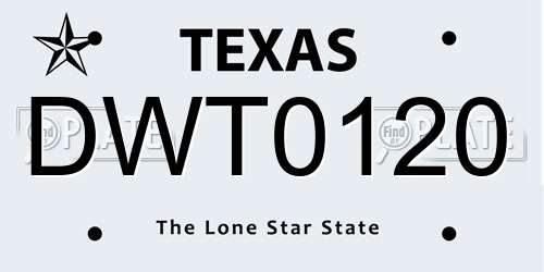 DWT0120 Texas License Plate