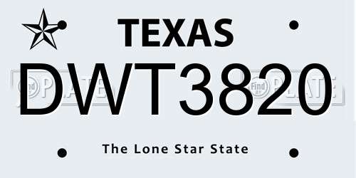 DWT3820 Texas License Plate
