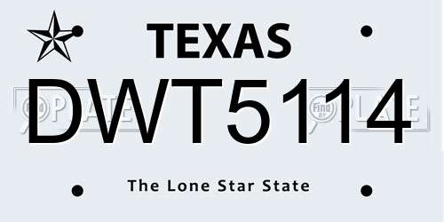 DWT5114 Texas License Plate