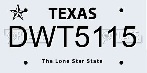 DWT5115 Texas License Plate