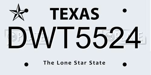 DWT5524 Texas License Plate