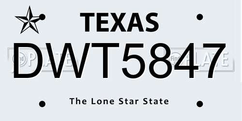 DWT5847 Texas License Plate