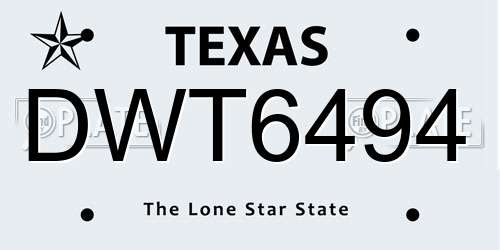 DWT6494 Texas License Plate