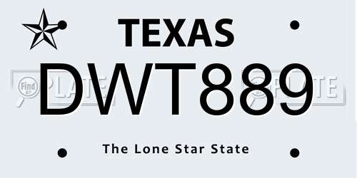 DWT889 Texas License Plate