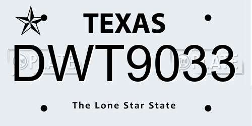 DWT9033 Texas License Plate
