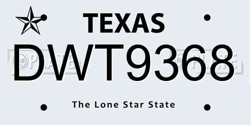 DWT9368 Texas License Plate