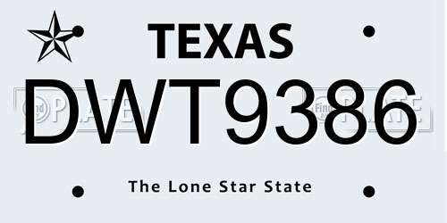 DWT9386 Texas License Plate