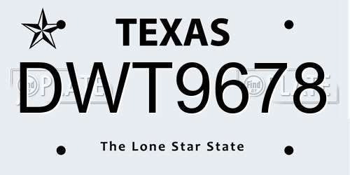 DWT9678 Texas License Plate